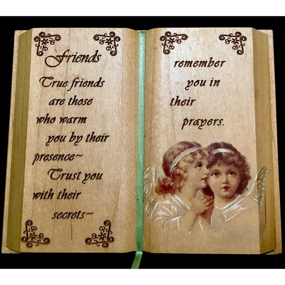Shabby Chic Other - Vintage Plaque Sign motivational friends Quote. Wooden Carved Book Shabby Chic‎